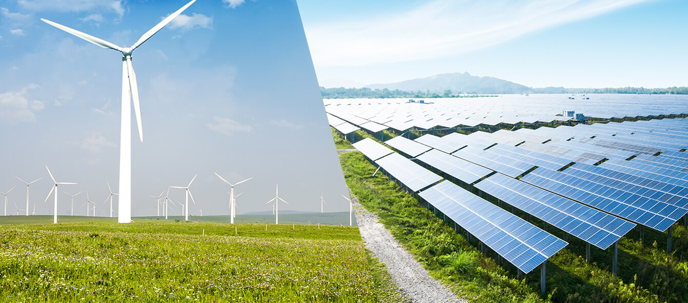 enformer Collage erneuerbare Energien Windkraft und Photovoltaik
