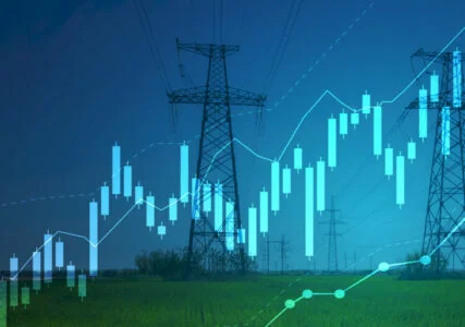 Stimmungsbild steigender Strompreis Strommaste Diagramm