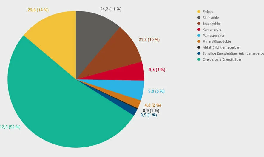 Bundesnetzagentur Bundeskartellamt Kreisdiagramm Installierte elektrische Erzeugungsleistung in Gigawatt Stand Ende 2017