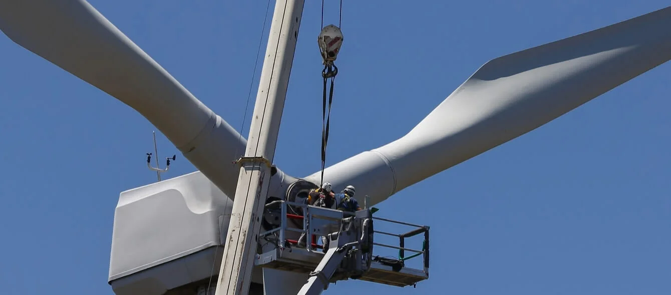 Windkraftanlage in der Wartung