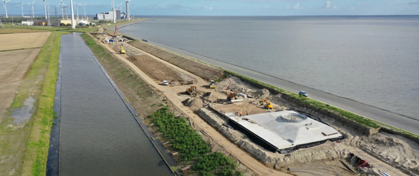 The challenges of building wind turbines on a dyke