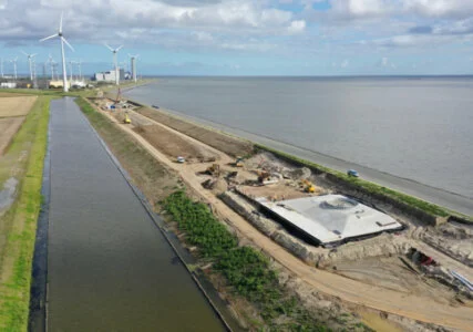 The challenges of building wind turbines on a dyke