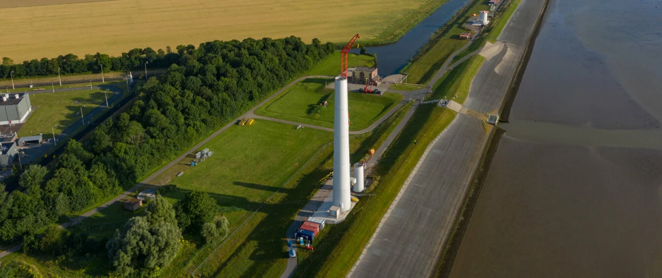 RWE builds first wind turbines on sea dike dam in the Netherlands