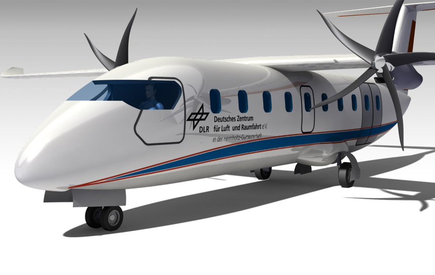 Das Bild zeigt ein Wasserstoffflugzeug mit einer Brennstoffzelle.