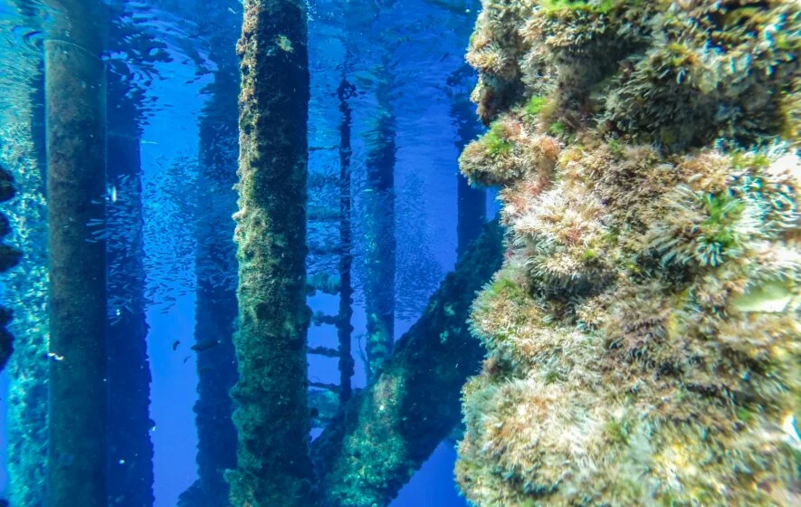 Unterwasseransicht einer Offshore-Inspektion