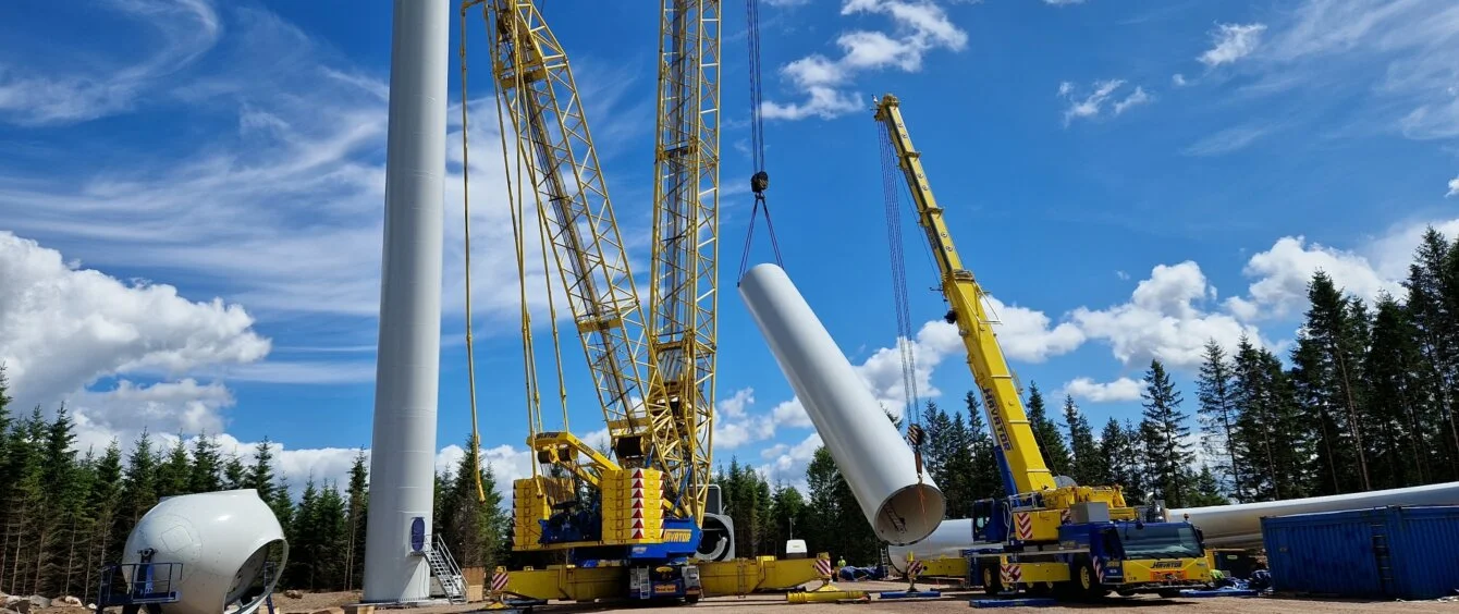 Aufbau Windpark Örken in Schweden